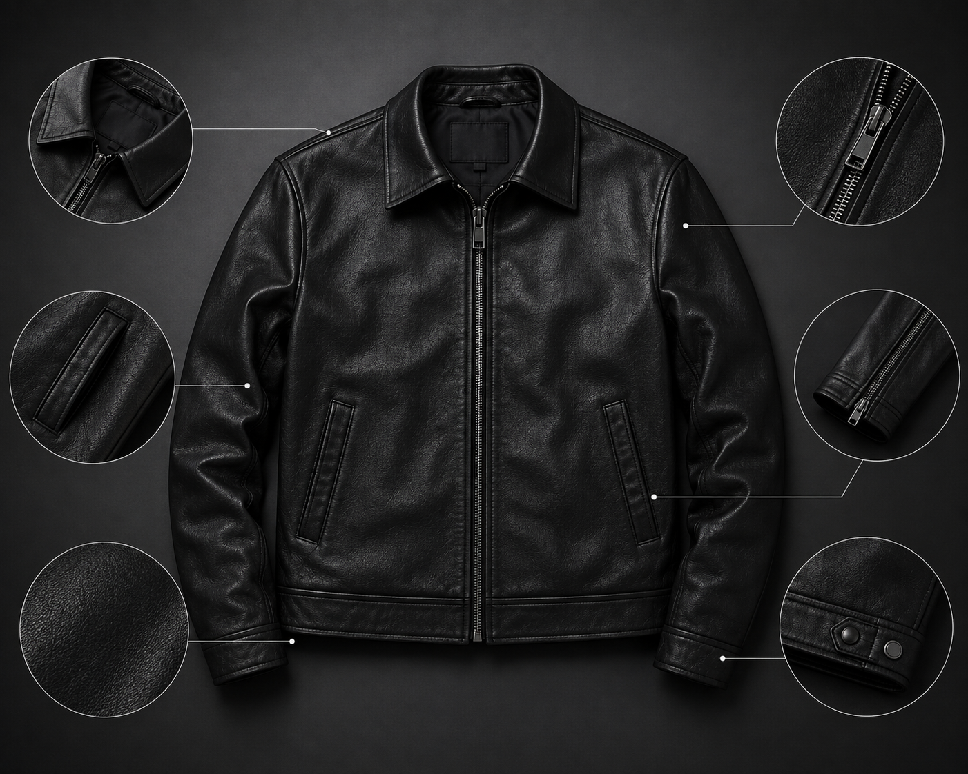 Rove Black Leather Jacket - Image 3